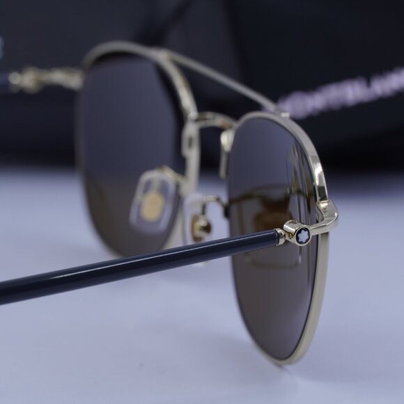 Montblanc MB0271S 004 Square Sunglasses - Gold/Nicotine - Picture 10 of 11